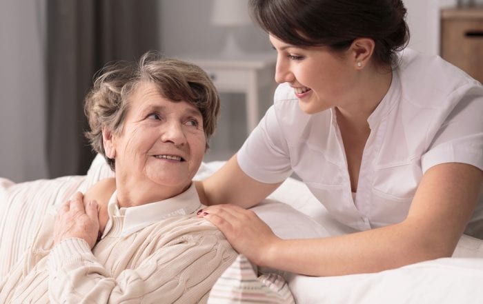 Nurse helping a senior
