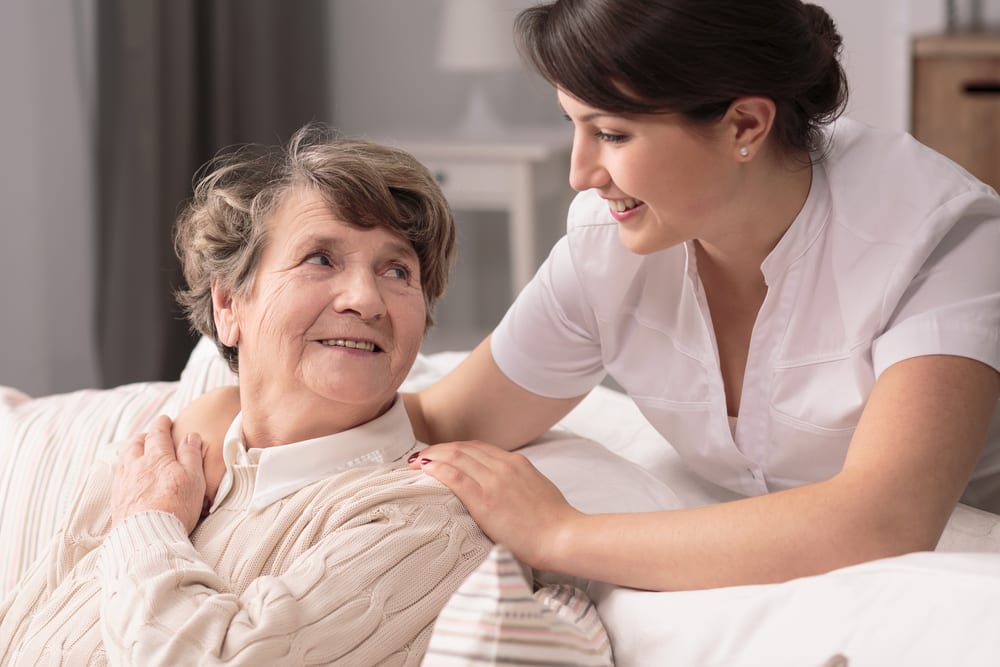 Nurse helping a senior